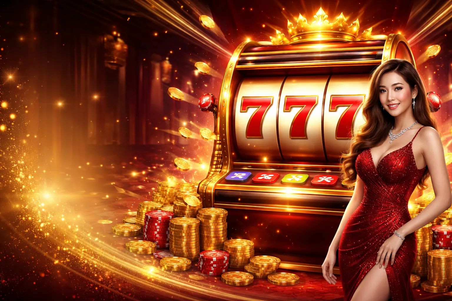 Bánh xe Roulette đang quay với ánh sáng rực rỡ
